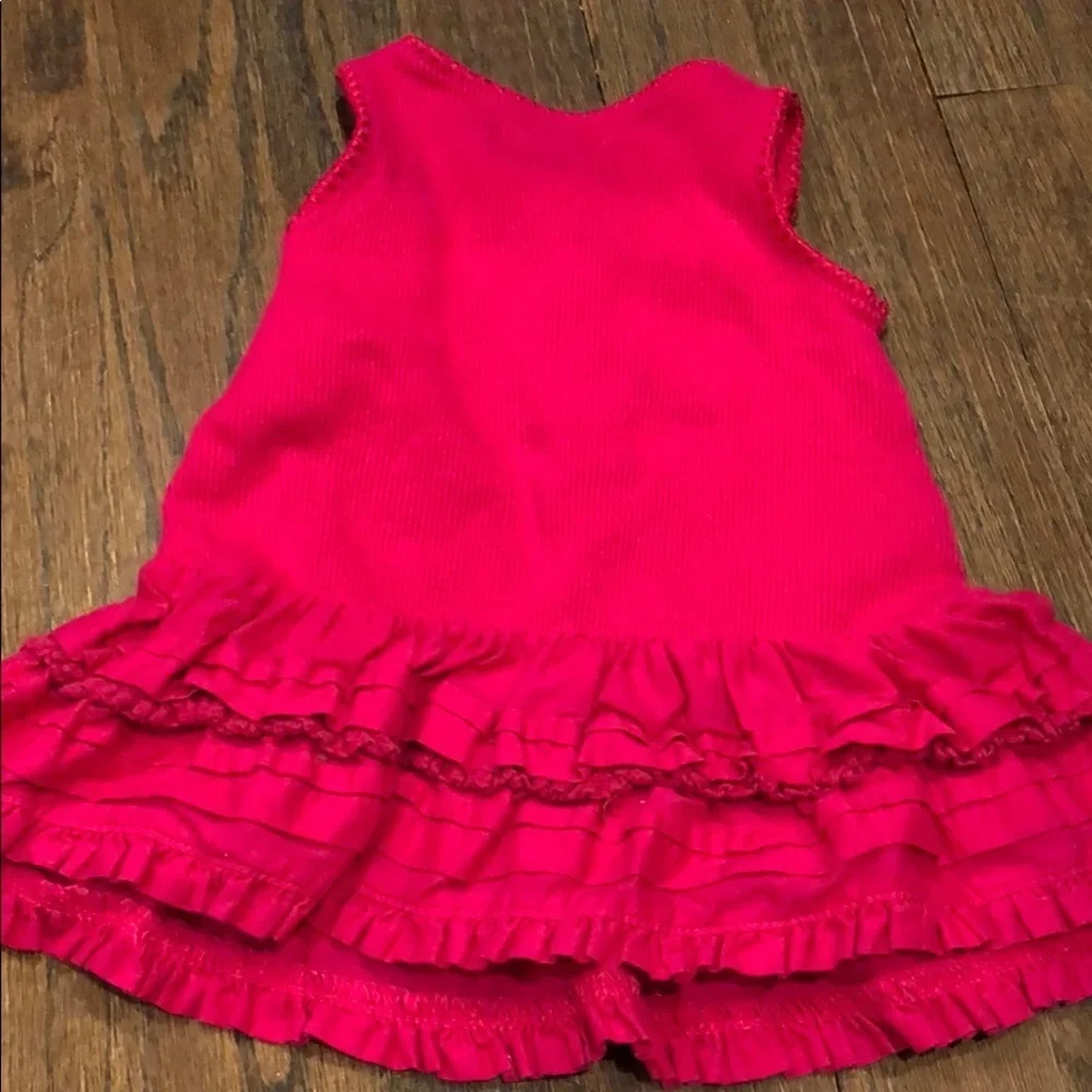 Vibrant Polo Ralph Lauren Pink Ribbed Ruffle Dress - Size 3M